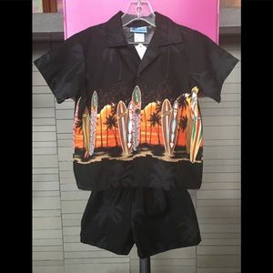 Hawaiian RJC Shirt/Short Set-Surfing Black